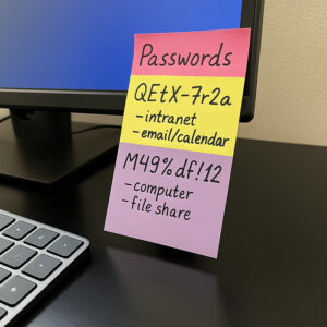 do not leave passwords on sticky notes